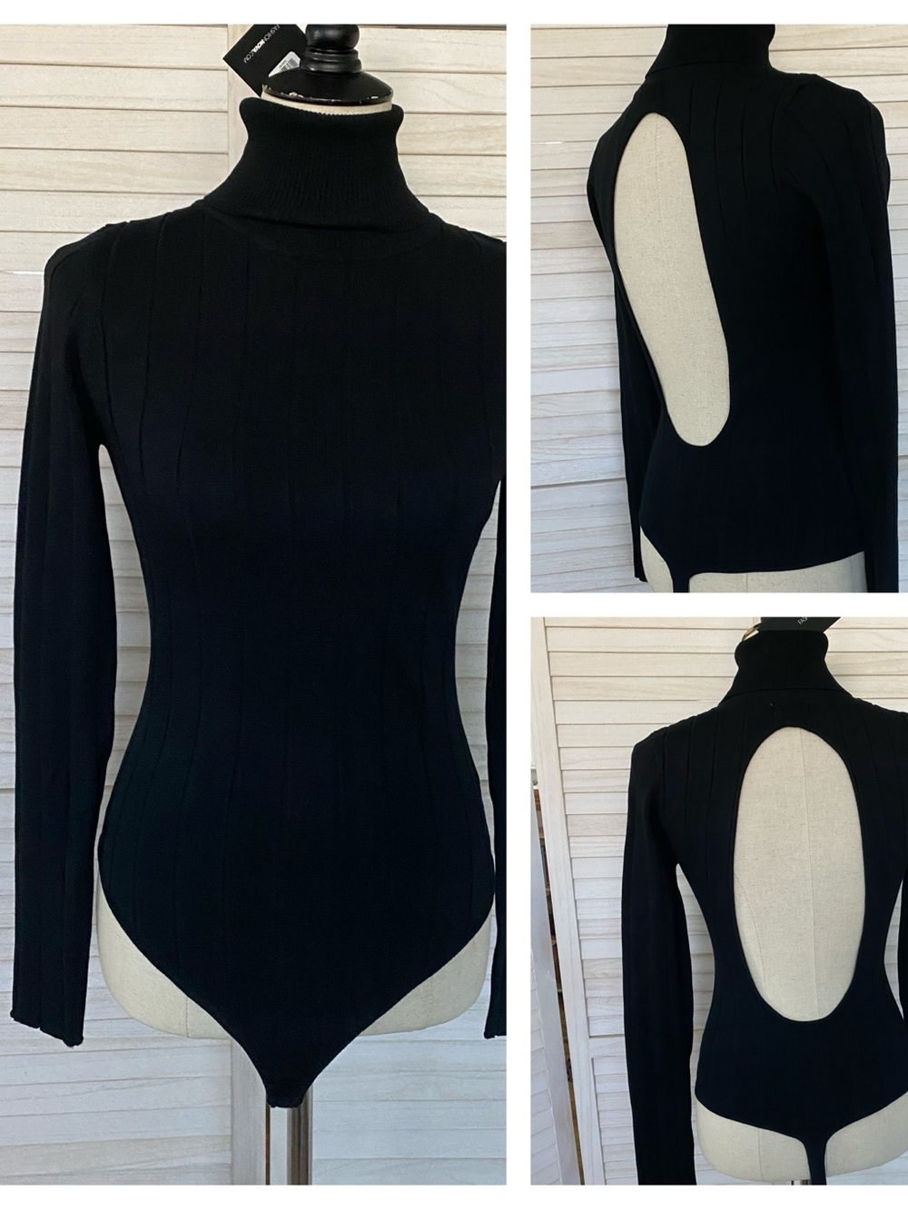 Fashion Nova Black Playback Turtleneck Sweater Bodysuit SZ XL NWT